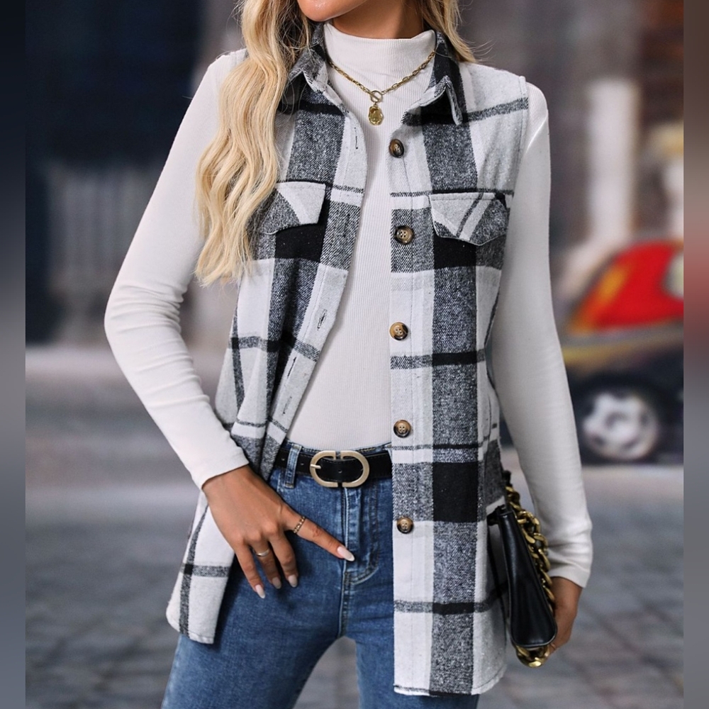Sarah Plaid Charm Vest - Gray - Picture 7 of 9